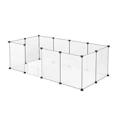 Abbildung von EUGAD Freigehege für Kaninchen, Meerschweinchen Gehege, Welpenauslauf Kleintiergehege inkl. Tür, Freilaufgehege Hasen, Verformbar und Erhöhbar, BHT 145x46x75cm, Transparent 35x45cm/Platte