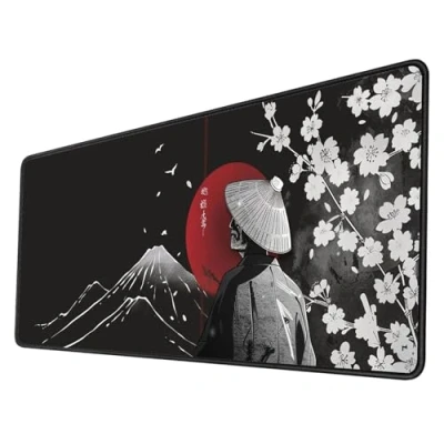 Abbildung von Gaming Mauspad XXL 1200x600x3mm, Schwarze Landschaft Mousepad mit Vernähte Kanten, Wetterfest Anti Rutsch Mouse Pad, Groß Schreibtischunterlage für PC, Laptop Verbessert Präzision und Geschwindigkeit
