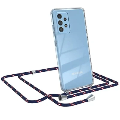 Abbildung von EAZY CASE Handykette kompatibel mit Samsung Galaxy A52 / (5G) A52s Handyhülle Umhängeband, Handykordel Schutzhülle, Silikonhülle, Hülle Band, Kette, Navy Camouflage