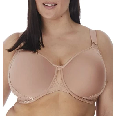 Abbildung von ELOMI Damen Women&#039;s Charley Bandless Bra: Floral Lace, Breathable Spacer Fabric, Diamond Mesh Detail. Dd+ Bras T Shirt BH, Undurchsichtige, Fawn, 100E