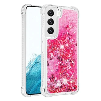 Abbildung von KBIKO zxl Kompatibel mit Samsung Galaxy S22 Glitzer Flüssig Hülle, Handyhüllen Flüssigkeit Wasserfall Farbverlauf Sternen Transparent Silikon Bumper Schutzhülle für S22.Pink YBL