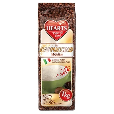 Abbildung von HEARTS Cappuccino White, 1kg Instant Kaffee, Getränkepulver für 80 Tassen, leicht löslich, Vanille Geschmack