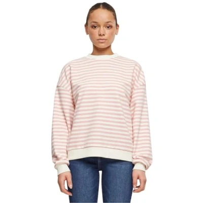 Abbildung von Urban Classics Striped Crewneck Sweatshirt, Damen, Größe: XXL, Lemonadepink whitesand