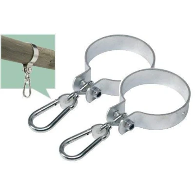 Abbildung von Loggyland Schaukelhaken Schaukelschelle verzinkt rundum für Rundbalken Ø100mm 2er Set, (Spar 2 St., = Manschettenhaken), Kopfbalken Ø 10 cm
