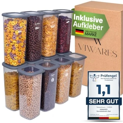Abbildung von Viwares Vorratsdose Vorratsdosen Set 12er Anthrazit SERIE FOLY1.2L, Plastik