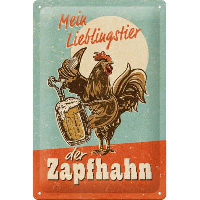 Abbildung von Nostalgic Art Retro Blechschild, 20 x 30 cm, Lieblingstier Zapfhahn Geschenk Idee für Bier Fans, aus Metall, Vintage Design mit Spruch