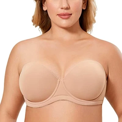 Abbildung von DELIMIRA Damen Trägerloser BH Bügel mit geformte Cups Natürlich 85D
