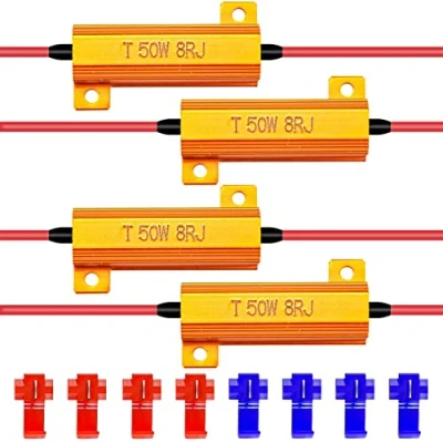 Abbildung von KATUR 4 x 50 W 8 Ohm LED Lastwiderstände für Blinker oder Kennzeichenbeleuchtung Tagfahrlicht (Fix Hyperblitz, Warnunterdrücker) mit Schnellkabel Clips