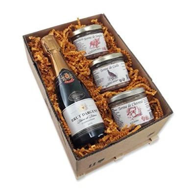 Abbildung von Bull &amp; Bear Geschenkbox Mini Palette &#039;Hors d&#039;oeuvres&#039; mit 0,2l Sekt Brut d&#039;Argent und 3 Terrinen Reh, Wildschwein Wachtel, Geschenkset Frankreich