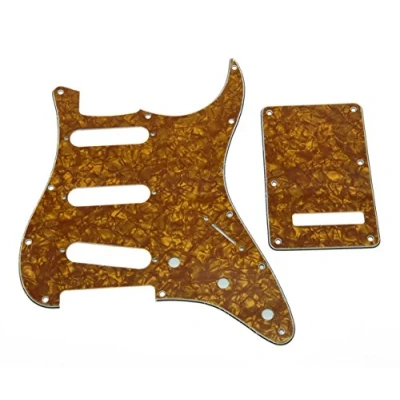 Abbildung von KAISH Schlagbrett im ST/Stratocaster Stil, 11 Löcher, SSS, mit ST Rückplatte, Tremolo Abdeckung, für Stratocaster / Strat Gold Pearl