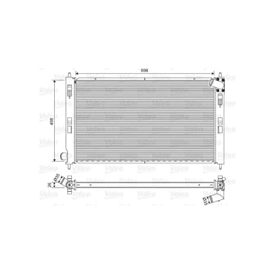 Abbildung von VALEO 701577 Kühler, Motorkühlung Aluminium 408 698 26 ohne Kühlmittelregler Kühlrippen gelötet MITSUBISHI: ASX SUV, Outlander 2 SUV