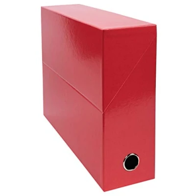 Abbildung von Exacompta 89925E 1 Transferbox Iderama aus durchgefärbtem Papier Rücken 90 mm Metallöse Für Format A4 Abmessungen 25,5 x 34 9 cm Farbe Rot Wird montiert geliefert