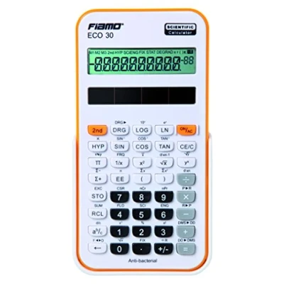 Abbildung von Wissenschaftlicher Rechner Fiamo ECO30 Taschenrechner, 138 Funktionen und 10 stelligem Display, weiß/orange