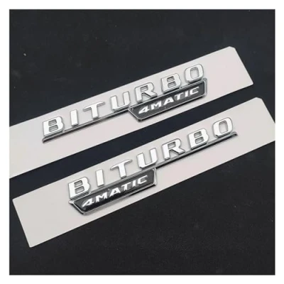 Abbildung von GerRit yzw6688 3D ABS Kofferraumabzeichen BITURBO 4MATIC Emblem Logo kompatibel mit C43 / W205 W204 E43 W213 W212 GLE43 X253 GLC43 W167 Zubehör (Color : Fender Silver 2pcs)