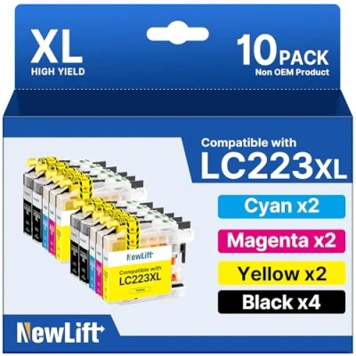 Abbildung von NewLift LC223XL Druckerpatronen Kompatible für Brother LC223 DCP J4120DW MFC J5320DW J4420DW J480DW J880DW J4620DW J680DW J4625DW J5625DW (10er Pack)