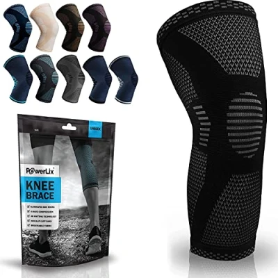 Abbildung von POWERLIX Athletics Kniebandage, Kompressionsbandage für Laufen, Joggen, Sport, Basketball, Gelenkschmerzen, Arthritis und Verletzungen, verbesserte Durchblutung