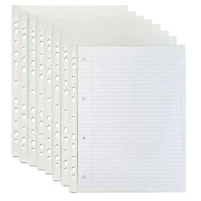 Abbildung von A4 Kunststoff Taschen, gelocht, 1015 Blatt, 30 Mikron, für Ordner, Aktenmappe, Hüllen (50 Stück)