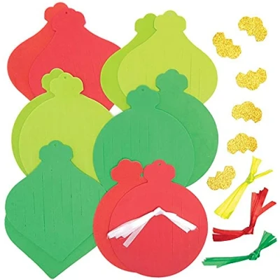 Abbildung von Baker Ross FE997 Weihnachtskugeln Webe Bastelset 6er Pack, Weihnachtsbasteln für Kinder, Nähen und Weben Weihnachtsbastelse