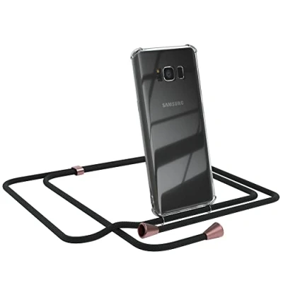 Abbildung von EAZY CASE Handykette kompatibel mit Samsung Galaxy S8 Handyhülle Umhängeband, Handykordel Schutzhülle, Silikonhülle, Hülle Band, Stylische Kette für Smartphone, Clips in Rose