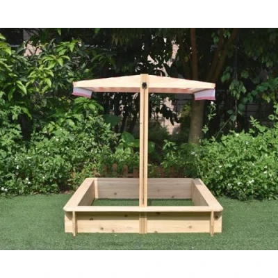 Abbildung von Mucola Sandkasten Sandkiste 120x120 Holz Mit verstellbaren Dach Sandbox Sandkasten, (Stück, 1 tlg., Sonnendach), verstellbarem Sonnendach