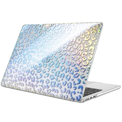 Abbildung von Fintie Hülle Kompatibel mit MacBook Air M3 M2 13.6 Zoll (2024 2022) A3113 A2681, Ultradünne Hartschale Schutzhülle Snap Case Zoll, Leopard