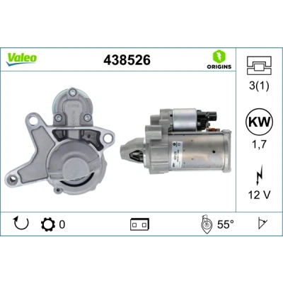 Abbildung von VALEO 438526 Anlasser 12 1,54 PEUGEOT: 508 I SW, 5008 I, 3008 CITROËN: Berlingo II, C3 C4 II Schrägheck