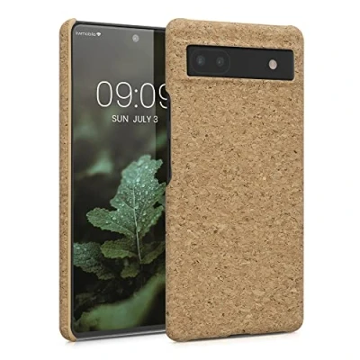 Abbildung von kwmobile Schutzhülle kompatibel mit Google Pixel 6a Hülle Kork Handyhülle Handy Case Cover Hellbraun