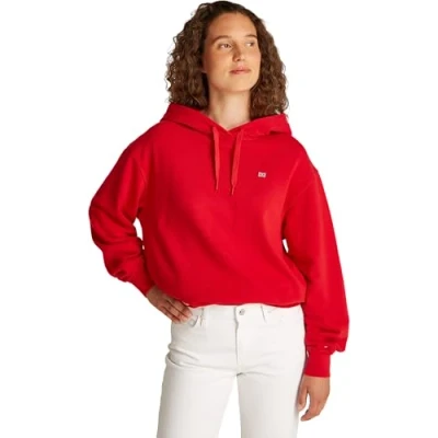 Abbildung von Tommy Hilfiger Damen Hoodie Contrast Flag Regular Fit, Rot (Primary Red), M