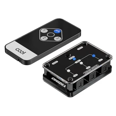 Abbildung von COOIDEA SPDIF Toslink Automatik Switcher 3 in 1 Out, Digitaler Optischer Umschalter mit Kabelloser Fernbedienung, Unterstützt 192k/24Bit PCM2.0 DTS Dolby AC3, Kompatibel TV/Xbox/Blu Ray Player