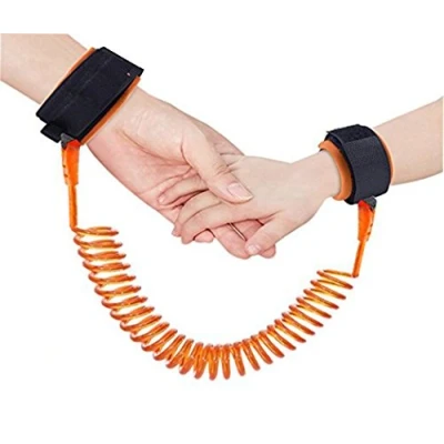 Abbildung von Hillento Baby Kind Anti verloren Sicherheit Handgelenk Link Kabelbaum Gurt Seil Leine gehen Hand Gürtel für Kleinkinder, Kinder (1,5m orange)