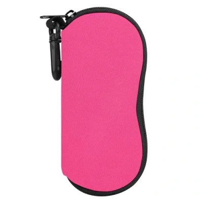 Abbildung von MoKo Brillenetui [Ultra Lightweight] Neopren Reißverschluss Sonnenbrille Tasche mit Gürtelclip für Brillen, Rahmen, Tragbare Case Schlüssel, Bleistifte, Karten Magenta