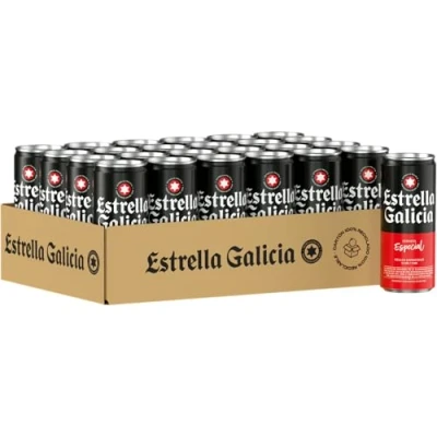 Abbildung von ESTRELLA GALICIA Especial Internationales Premium Lager Dosenbier, Helles Bier Original aus Spanien, EINWEG (24 x 0.33 L)