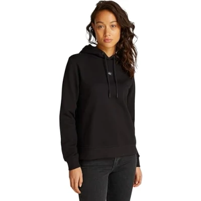 Abbildung von Calvin Klein Jeans Label Regular Hoodie Sweatshirt, Damen, Größe: Large, Black