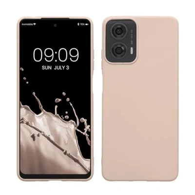 Abbildung von kwmobile Hülle kompatibel mit Motorola Moto G24 / E14 G04 G04s weiches TPU Silikon Case Cover geeignet für kabelloses Laden Coconut Swirl