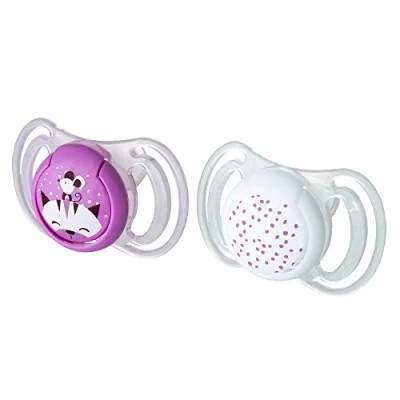 Abbildung von Neobaby Light Schnuller mit anatomischem Deckel aus Silikon Mini 0 Monate + 2 Stück, Rosa