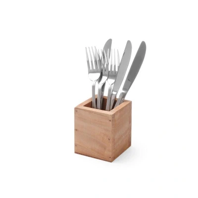 Abbildung von HENDI Besteckbehälter Holz 8 x 9,5 cm eckig klein für Tisch, Besteckbox kaufen