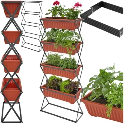 Abbildung von tectake Hochbeet Vertikalbeet mit 4 Kästen 52x21x127cm