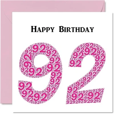 Abbildung von lustige Geburtstagskarte zum 92. Geburtstag für Frau Shapecloud Happy Birthday Karte Großvater, Oma, Vater, Mutter, 145 mm x Grußkarten,
