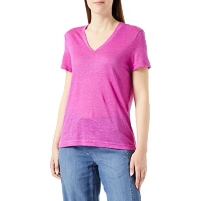 Abbildung von Gerry Weber Damen T Shirt aus Leinen Kurzarm unifarben, Melange Orchid 36