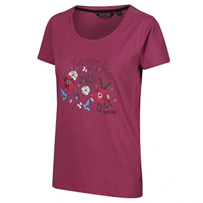 Abbildung von Regatta Damen Filandra Iv&#039; Coolweave Cotton Graphic Print Short Sleeve T Shirt/Polos/Unterhemden, violett, 46