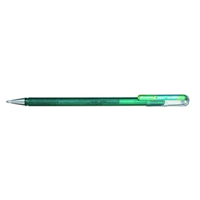 Abbildung von Pentel K110 DDX Dual Metallic Hybrid Gelroller, Glitzer Gel, 12er Pack, grün/blau 2 verschiedene Farb Effekte auf hellem/dunklem Papier grün+metallic blau