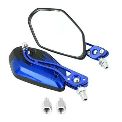 Abbildung von Qiilu Universal, 8 mm, 10 Motorrad, Scooter, Aluminium, Flamme, Seitenspiegel, Blau