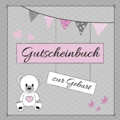 Abbildung von Gutscheinbuch zur Geburt: 12 farbige Gutscheine zum selbst gestalten Geschenkidee Baby Shower Babypinkeln Party Edition rosa