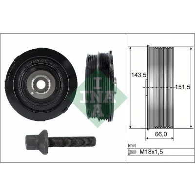Abbildung von INA 544 0069 20 Riemenscheibensatz, Kurbelwelle BMW: 5 Limousine, 3 Touring, Limousine