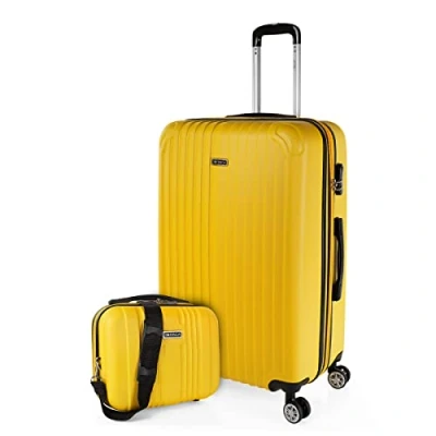 Abbildung von ITACA Koffer Groß 4 Räder Großer Leichte Reisekoffer mit Rollen Groß. für Flugzeuge Hartschale Geprüftem Schloss Trolley T71570B, Gelb