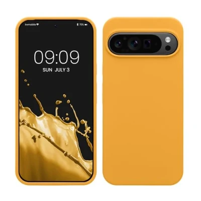 Abbildung von kwmobile Hülle kompatibel mit Google Pixel 9 Pro XL Silikon Handy Case Handyhülle weiche Oberfläche kabelloses Laden Mango