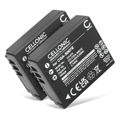 Abbildung von CELLONIC 2X CGA S007 CGR DMW BCD10 Akku kompatibel mit Panasonic Lumix TZ3 TZ5 TZ1 TZ4 TZ2 TZ15 TZ11, CGAS007 DMWBCD10 3.6V 3.7V 900mAh