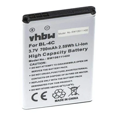 Abbildung von vhbw 1x Akku Ersatz für BBA 07, BK BL 4C, BP 121, C4C08T, C4C50T, C4C60T, C4C85T Handy Smartphone Telefon (600 mAh, 3,7 V, Li Ion)