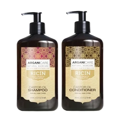 Abbildung von Arganicare Duo Shampoo + After Rizinus Wachstumsbeschleuniger Reinigt &amp; spendet Feuchtigkeit für das Haar sanft, alle Haartypen 1 x 400 ml
