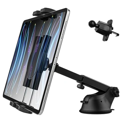 Abbildung von woleyi Universeller Auto Tablet Halter, 3 in 1 &amp; Handy Autohalterung Armaturenbrett Windschutzscheibe Lüftung Saugnapf für iPad Pro 12.9 10.5 9.7 Air Mini 5 4 2, Galaxy Tab, iPhone 13&quot;